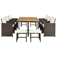Simplie Fun 11-Piece Patio All-Weather Pe Wicker Dining Table Set With Wood Tabletop For 10