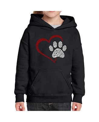 La Pop Art Girls Paw Heart Word Hooded Sweatshirt