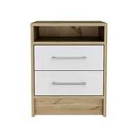 Streamdale Furniture Rowley 2-Drawer 1-Shelf Rectangle Nightstand And Light Oak