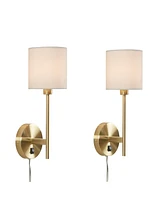 Streamdale Furniture Conway Metal Wall Sconce With Cylinder Shade, Set Of 2