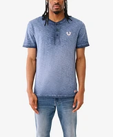 True Religion Men's Short Sleeve Dyed Embro Henley Shirt