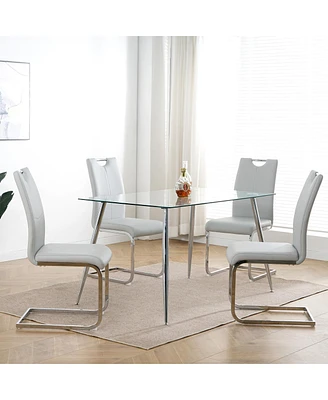 Simplie Fun Set of 4 Modern Faux Leather Dining Chairs