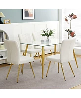 Streamdale Furniture Set of 4 Modern White Teddy Wool Dining Chairs