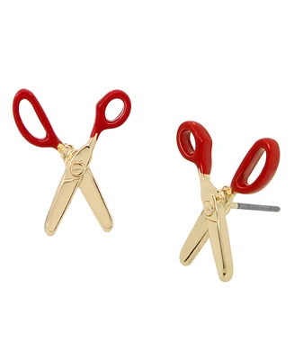 Betsey Johnson Red Scissor Stud Earrings