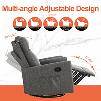 Manual Recliner Chair Winback Single Sofa, Grey