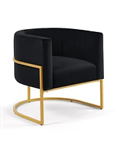 Simplie Fun Golden Metal Accent Chair with Velvet Upholstery