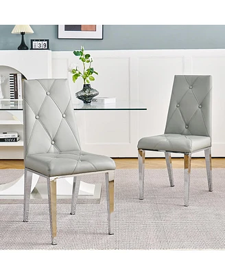 Simplie Fun Set of 2 Grey Pu Dining Chairs