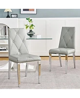 Simplie Fun Set of 2 Grey Pu Dining Chairs