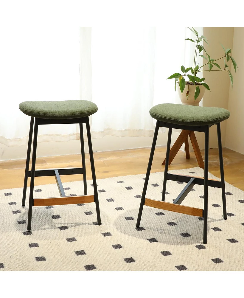 Simplie Fun Stylish Modern Set of 2 Upholstered Bar Stools