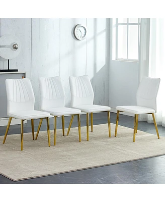 Simplie Fun Modern Pu dining chairs with golden legs