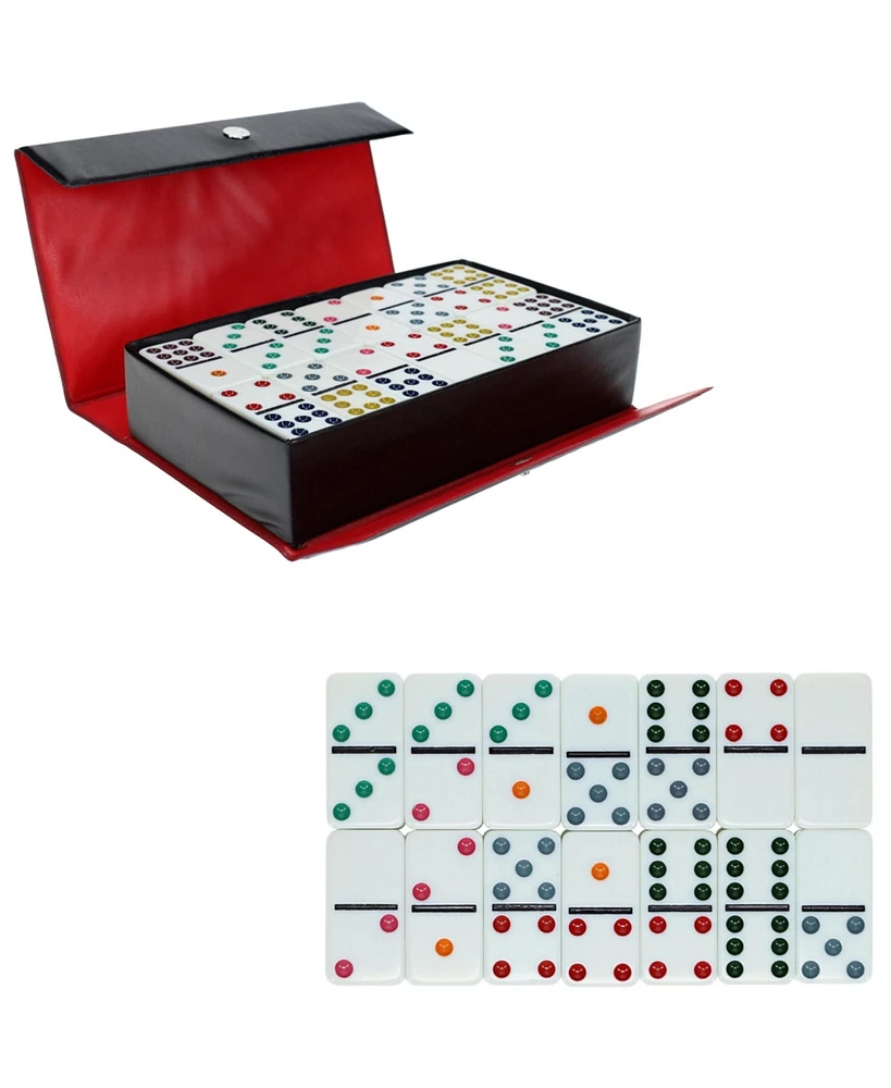 We Games Double Nine Dominoes - Ivory Color Tiles with Color Dots