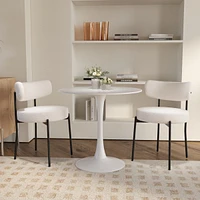 Streamdale Furniture 3-Piece Round Dining Set for 4 with Faux Fur Chairs