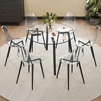 Glass Table & Chairs - Black Metal