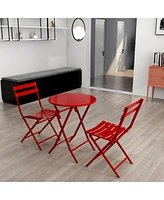 3 Piece Patio Bistro Set Of Foldable Round Table And Chairs