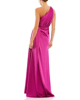 Women's Ieena Gathered One Shoulder Satin Faux Wrap Gown