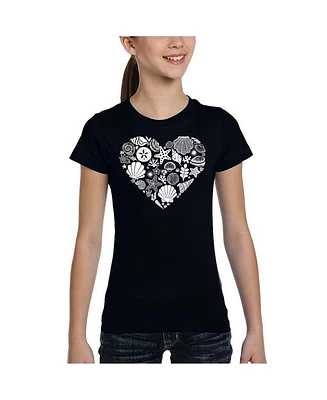 La Pop Art Girls Sea Shells Word T-Shirt