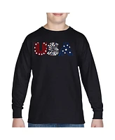 La Pop Art Boys Usa Fireworks Word Long Sleeve T-Shirt