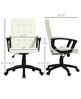 Vinsetto Fluffy Home Office Chair with Adjustable Height, Armless, White