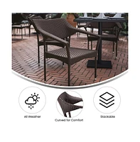Merrick Lane Cheri Fade And Weather Resistant Modern Pe Rattan Patio Dining Chair With Reinforced Steel Frame