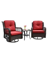 Simplie Fun 3-Piece Outdoor Bistro Set with Swivel Rocker Chairs