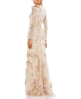 Women's Floral Embroidered Lace Trumpet Gown