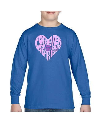 La Pop Art Boys Forever Our Hearts Word Long Sleeve T-Shirt