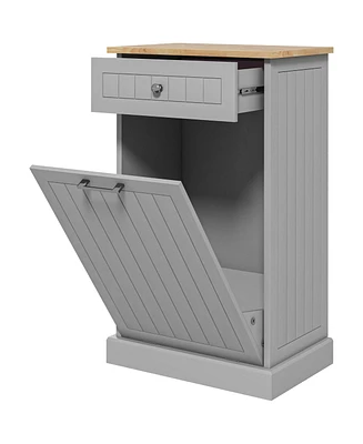 Homcom Kitchen Tilt Out Trash Bin Cabinet, Free Standing Recycling Cabinet