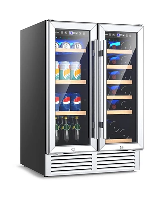 Sugift 24 Inch Dual Zone Wine and Beverage Cooler