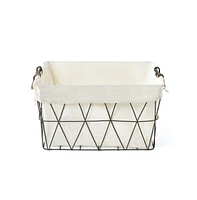 Home Outfitters S/3 Lined Tapered Rect Bins W/ Fold Down Binded Jute Handles, Gun Metal