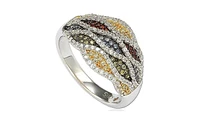 Suzy Levian New York Sterling Silver Cubic Zirconia Multi-Color Wave Ring