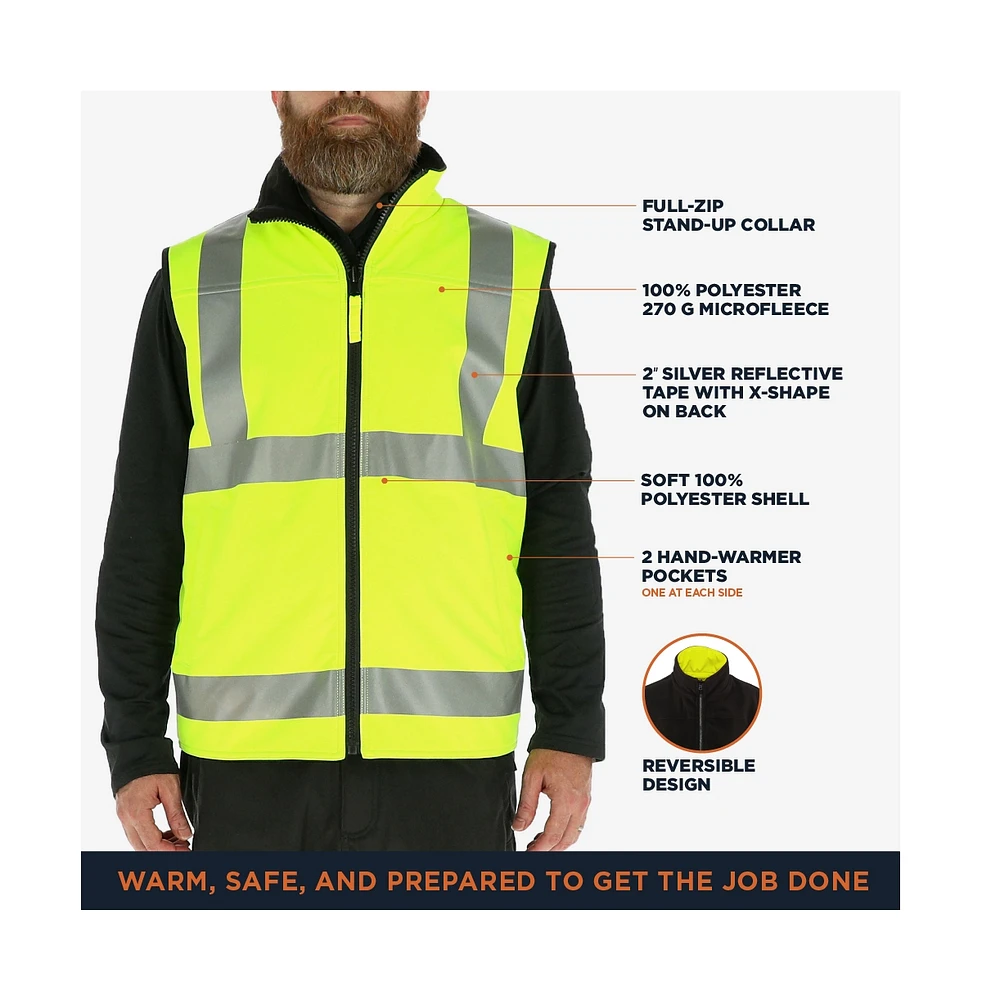 RefrigiWear Men's High Visibility Softshell Safety Vest