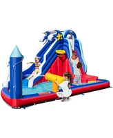 Slickblue 6-In-1 Inflatable Water Park with Climbing Wall Splash Pool (Without Blower)