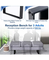 Costway Waiting Room Bench Seating with Metal Frame Leg Upholstered Reception Bench