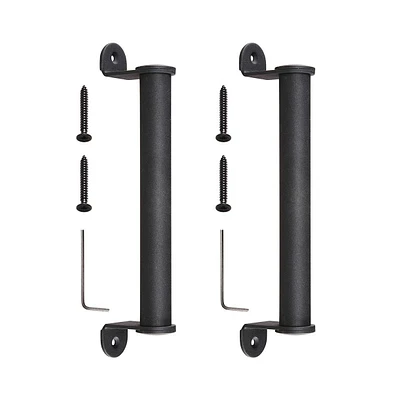 Yescom 2x 10" Sliding Barn Door Cylindrical Handle Cast Iron Pull Gate Shed Cabinet Matte Black