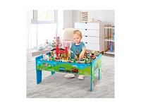 Slickblue 80-Piece Wooden Train Set and Table