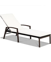 Slickblue Outdoor Adjustable Reclining Patio Rattan Lounge Chair with Backrest