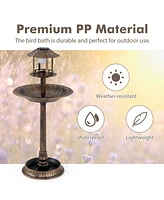 Slickblue Pedestal Bird Bath with Solar Light with Bird Feeder and Flower Planter
