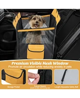 Slickblue Dog Car Seat Cover with Mesh Window for Small and Medium Dogs-Black