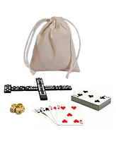 We Games Mini Double 6 Dominoes, Dice and Card Travel Game