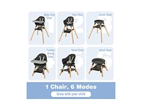 6 1 Convertible Highchair with Safety Harness and Removable Tray