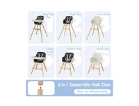Slickblue Kids 3-in-1 Convertible Wooden High Chair with Cushion-Light Gray
