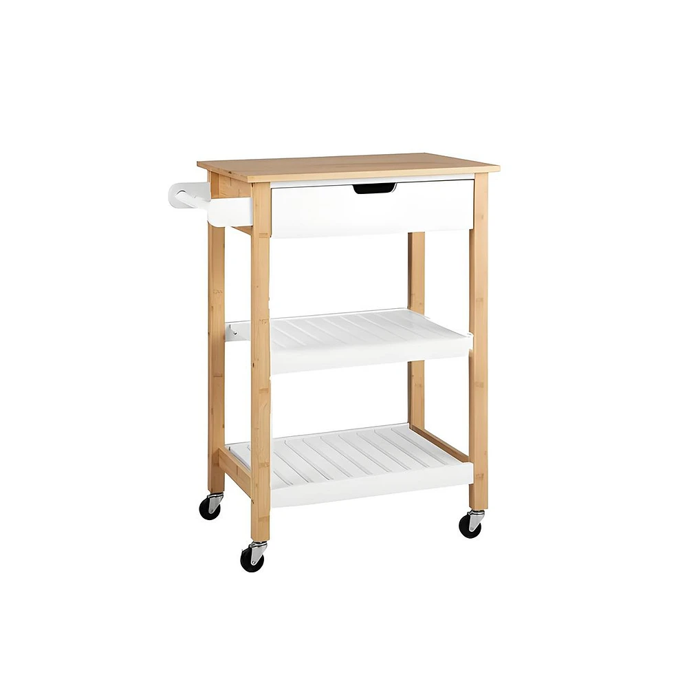 Slickblue 3-Tier Kitchen Island Cart Rolling Service Trolley with Wicker Top