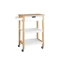 Slickblue 3-Tier Kitchen Island Cart Rolling Service Trolley with Wicker Top