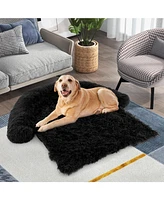 Slickblue Plush Calming Dog Couch Bed with Anti-Slip Bottom