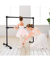 Slickblue 4 Feet Double Ballet Barre Bar with Adjustable Height