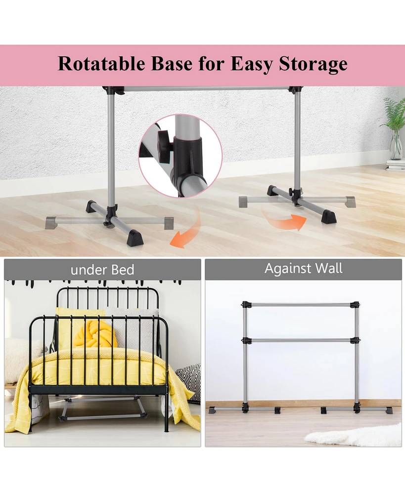Slickblue 4 Feet Double Ballet Barre Bar with Adjustable Height