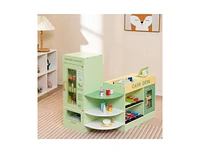 Slickblue Kids Wooden Supermarket Play Toy Set with Checkout Counter-Green