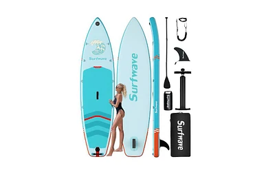 Simplie Fun 10'8"X33"X6" Inflatable Stand Up Paddle Board with Premium Accessories