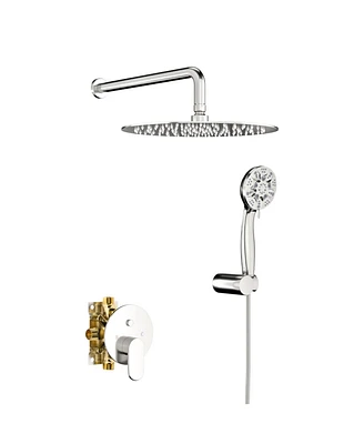 Simplie Fun 10" Rain Shower Head Systems, Dual Shower Heads, Brushed Nickel, Wall Mounted Shower