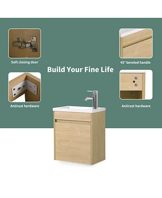 Simplie Fun Bathroom Vanity With Single Sink, 18 Inch For Small Bathroom (Excluding Faucets)